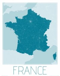 France, blue - mapa