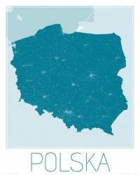 Polska, niebieska - mapa