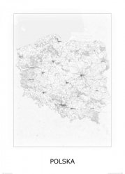 Polska, black&amp;white - mapa
