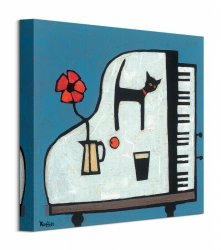 Cat On Piano - obraz na płótnie