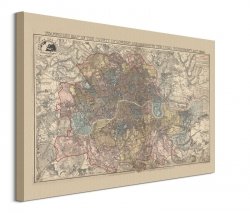 Stanfords Mapa Londynu 1888 - obraz na płótnie