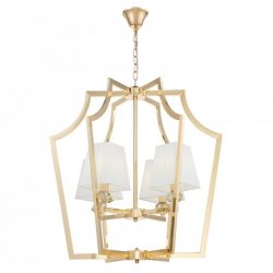 Lampa wisząca - Złota z białymi Abażurami Montero 