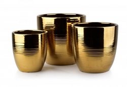 Doniczki ceramiczne - Komplet 3szt. Złoto - Neva Gold