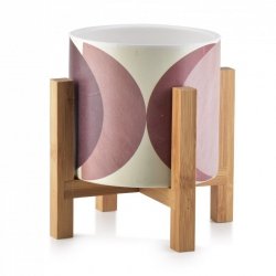 Doniczka ceramiczna ze stojakiem - Brązy i Beże