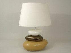 Lampa stołowa - Biało Beżowa - 40x27x57cm
