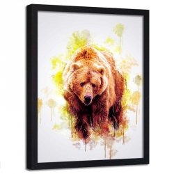 Obraz, plakat na ścianę - Niedźwiedź, niedźwiadek - Czarna rama