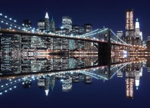 Fototapeta - New York (Brooklyn Bridge night) - 254x183 cm