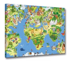 Mapa Świata dla Dziecka - Obraz na płótnie