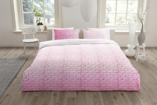 Pościel bawełniana - ANEEZA Pink Brick - 160x200 cm