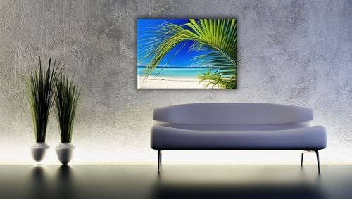 Palma na plaży - Obraz na płótnie