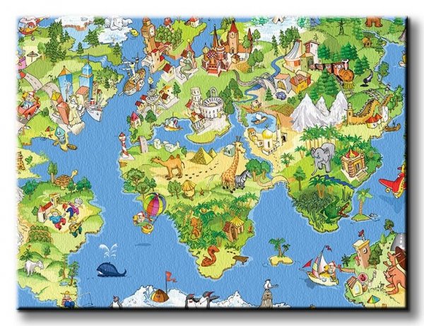 Mapa Świata dla Dziecka - Obraz na płótnie
