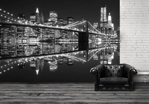 Fototapeta na ścianę - New York (Brooklyn Bridge night BW)  366x254 cm