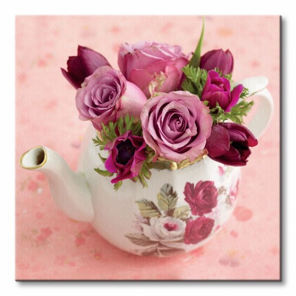 Floral Tea Pot - Obraz na płótnie