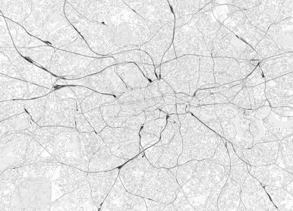 Fototapeta - Mapa miasta - Londyn - Czarno-biała