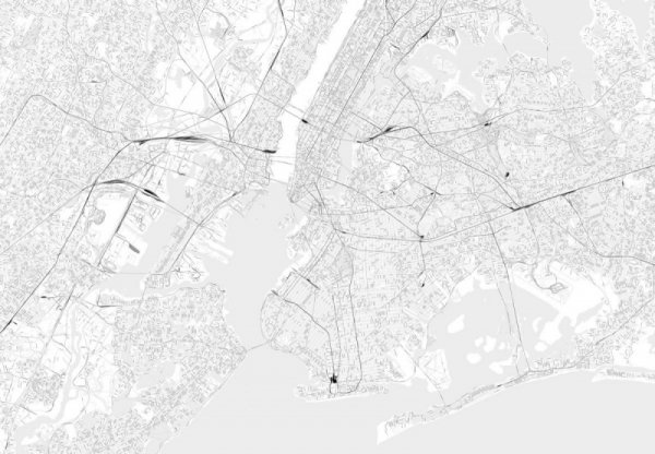 Fototapeta - Nowy Jork - Mapa w odcieniach szarości