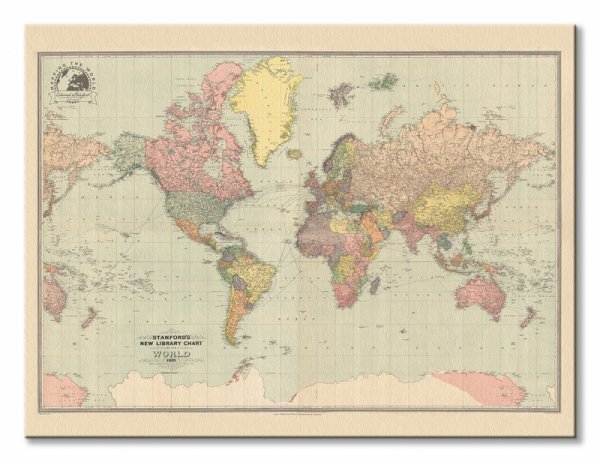 Stanfords Mapa Świata 1920 - obraz na płótnie