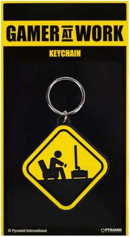 Gamer At Work Caution Sign - brelok