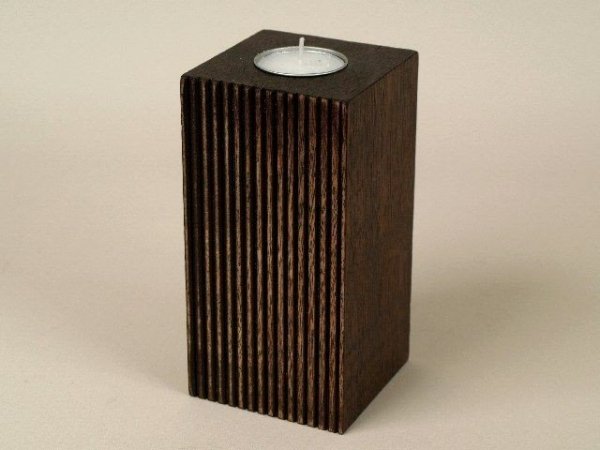 Świecznik - Zdobiony Ręcznie - Drewniany - 8x8x15cm