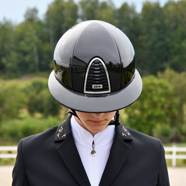 KEP ITALIA CROMO 2.0 SHINE BLACK Kask jeździecki SZEROKI DASZEK