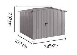Metalowy domek narzędziowy EcoStar Euroline ESD 10 (262x262 cm) - dach dwuspadowy, drzwi 1-skrzydłowe, kolor szary aluminium RAL 9007