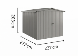 Metalowy domek narzędziowy EcoStar Euroline ESD 6 (214x262 cm) - dach dwuspadowy, drzwi 2-skrzydłowe, kolor szary aluminium RAL 9007