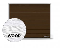 Brama RenoMatic 2750 x 2500 mm, Przetłoczenia M, Woodgrain, kolor RAL 8028 brązowy + prowadzenie Z