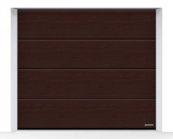 Brama LPU 42 6000 x 2125 mm, Przetłoczenia L, Decograin, Rosewood + prowadzenie N