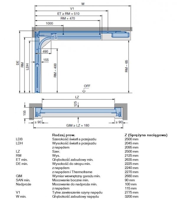 Brama RenoMatic 3000 x 2250 mm, Przetłoczenia L, Planar, kolor CH 703 Matt deluxe antracytowy z efektem metalicznym + prowadzenie Z