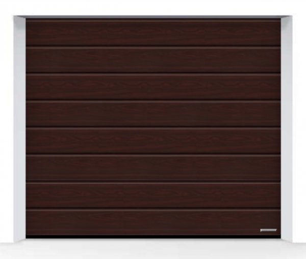 Brama LPU 42 3000 x 2125 mm, Przetłoczenia M, Decograin, Rosewood + prowadzenie Z