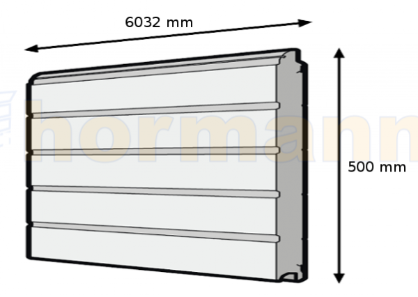 Segment bramy SPU, przetłoczenie S, Stucco, ocieplany 42 mm, kolor RAL 9002, wysokość 500 mm, szerokość 6032 mm