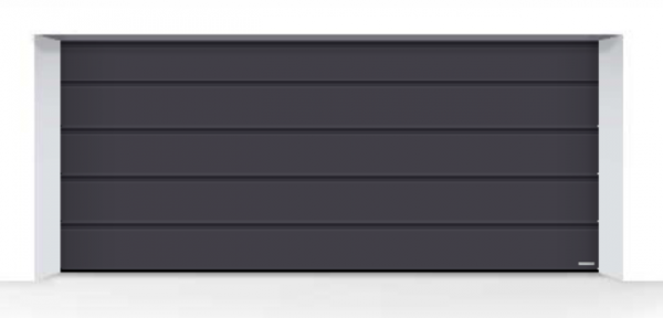 PROMOCJA: Brama LPU 42, 5400 x 2300 mm, Przetłoczenia L, Silkgrain, grafitowo-szary RAL 7024 + prowadzenie N