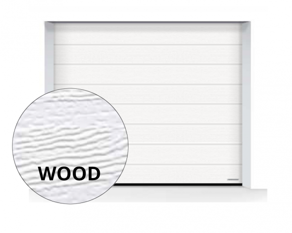 Brama LPU 42 2375 x 2125 mm, Przetłoczenia M, Woodgrain, kolor RAL 9016 biały + prowadzenie Z