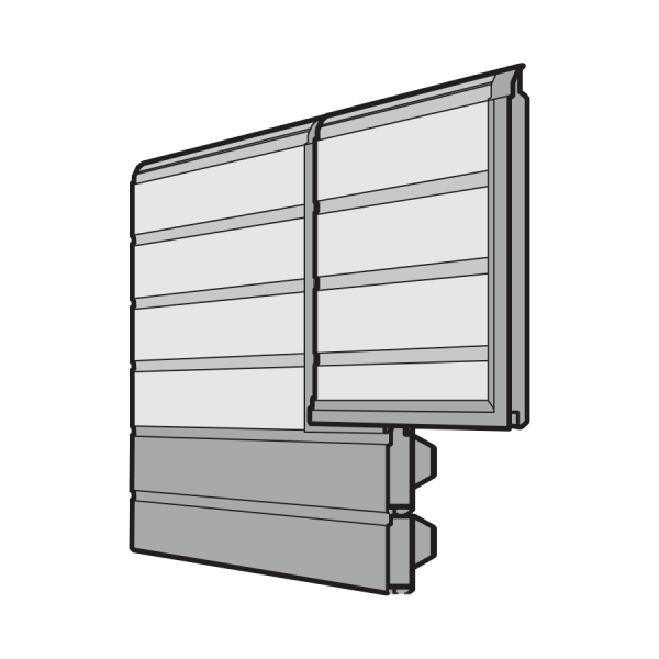 Dolny segment bramy, ocieplany, 750, z przetłoczeniami, z drzwiami przejściowymi z segmentów 500 i aluminiowym profilem cokołowym, szerokość bramy od 5510 mm, przetłoczenia S, Stucco