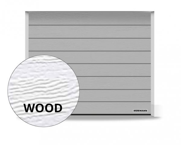 Brama RenoMatic 3000 x 2125 mm, Przetłoczenia M, Woodgrain, kolor RAL 9006 białe aluminium + prowadzenie Z