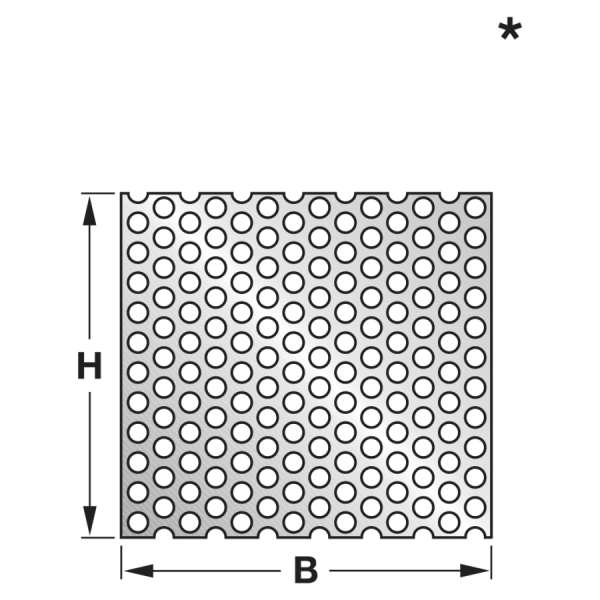 Aluminiowa blacha perforowana, wzór 432, ocynkowana, wymiar H×B mm