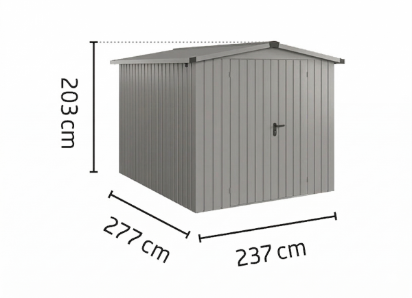 Metalowy domek narzędziowy EcoStar Euroline ESD 6 (214x262 cm) - dach dwuspadowy, drzwi 2-skrzydłowe, kolor antracyt RAL 7016