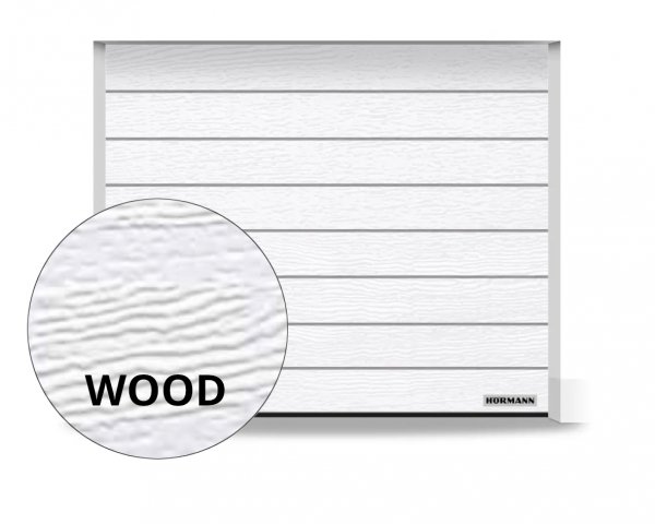 Brama RenoMatic 2315 x 2080 mm, Przetłoczenia M, Woodgrain, kolor RAL 9016 biały + prowadzenie Z