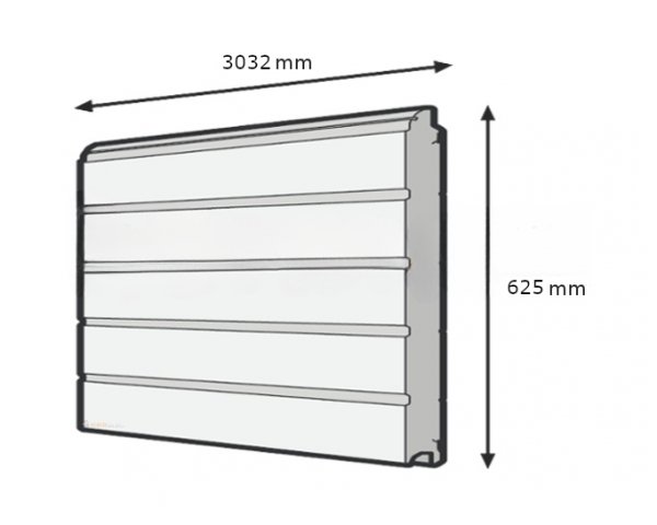 Segment bramy SPU, przetłoczenie S, Stucco, ocieplany 42 mm, kolor RAL 9002, wysokość 625 mm, szerokość 3032 mm