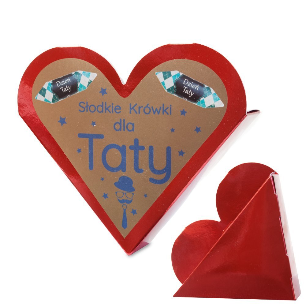 W Torebce Byly Irysy I Krowki Z Blizej Słodkie Krówki w sercu z napisem "Słodkie Krówki Dla Taty" 90g - P 25