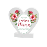 Drewniana tabliczka serce z podstawką wzbogacona lakierem UV z napisem Kochana Mama