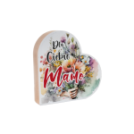 Drewniana tabliczka serce z podstawką wzbogacona lakierem UV z napisem  Dla Ciebie Mamo . 12x2,5x12 cm
