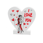 Drewniana tabliczka serce z podstawką wzbogacona lakierem UV - I LOVE YOU