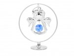 Posrebrzana figurka z kryształkami STRASS Swarovski. aniołek w kółku, 8 cm
