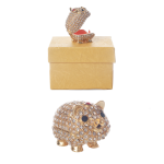 Puzderko metalowe z kryształkami ŚWINKA. 4x2.5x3 cm