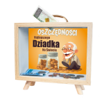 Skarbonka MDF z uchwytem Oszczędności Najlepszego Dziadka na Świecie.   21x8x22 cm