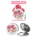 Lusterko kieszonkowe z eco skóry z nadrukiem  UV MAMA KRÓLOWA USMIECHU. Ø 7 cm