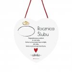 Drewniana tabliczka serce wzbogacona lakierem UV z napisem Rocznica Ślubu