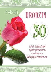 Karnet okolicznościowy z kopertką 'Z okazji 30 Urodzin'