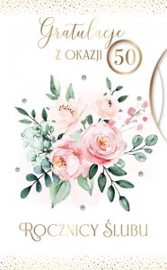 Kartka PREMIUM  Rocznica Ślubu z wymiennymi cyframi  22.4x13.7 cm