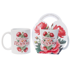 Kubek ceramiczny w ozdobnym opakowaniu z napisem Z całego serca Dziękuję